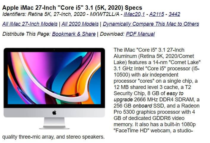 especificaciones de EveryMac.com